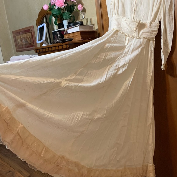 Wedding dress handmade 1975 muslin, lace size 12 - Picture 6 of 17